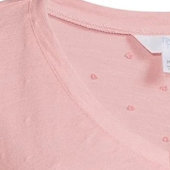 Time And Tru women's Top v neck flutter sleeve Medium 8-10 Pink Swiss Dot W-290 - Picture 3 of 8